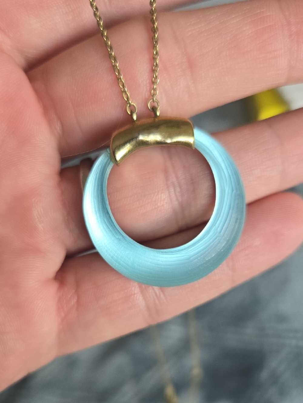 Alexis Bittar Vintage Lucite Circle Pendant Necklace Blue